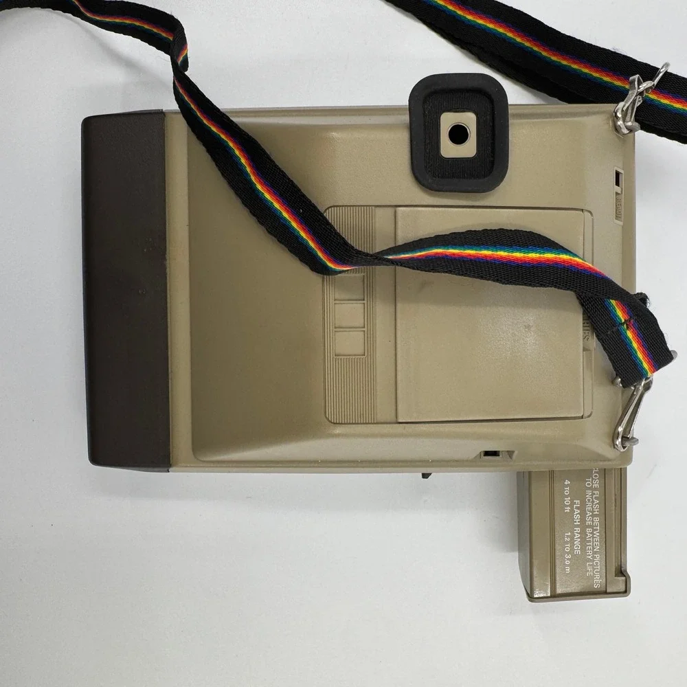 Kodak Partyflash Instant Camera Vintage Tan Brown Made in USA Electronic Flash